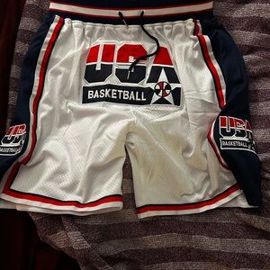 USA Basketball Men's White and Black Shorts